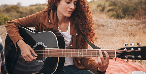 Customer with guitar